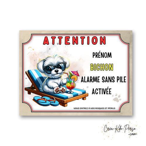 plaque attention au chien panneau de portail humour alarme sans pile