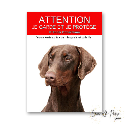 plaque panneau attention au chien je garde et je protège personnalisable