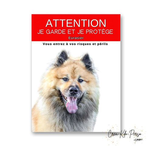 plaque panneau attention au chien je garde et je protège personnalisable