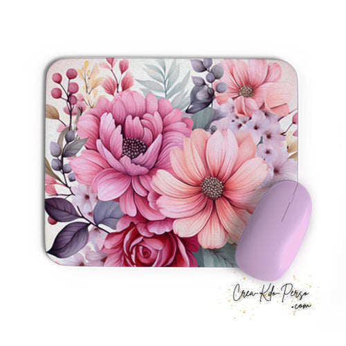 Tapis de souris rectangle souple thème florale fleurs de Marguerites et Cosmos