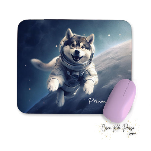 tapis de souris malamute husky astronaute personnalisé