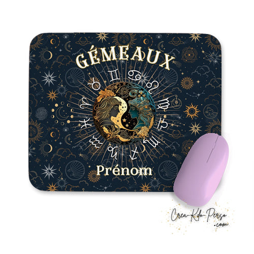 Tapis de souris personnalisé signe astrologique horoscope Gémeaux