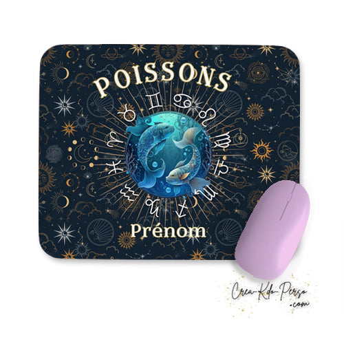 Tapis de souris personnalisé signe astrologique horoscope Poissons