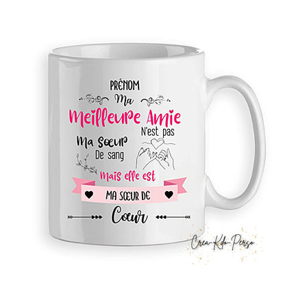 Mug Meilleure Amie Cadeau Copine Soeur de Coeur personnalisé