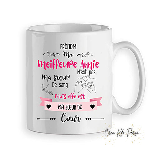 Mug Meilleure Amie Cadeau Copine Soeur de Coeur personnalisé