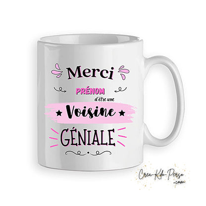 Mug Merci pour voisin voisine cadeau de remerciement personnalisé