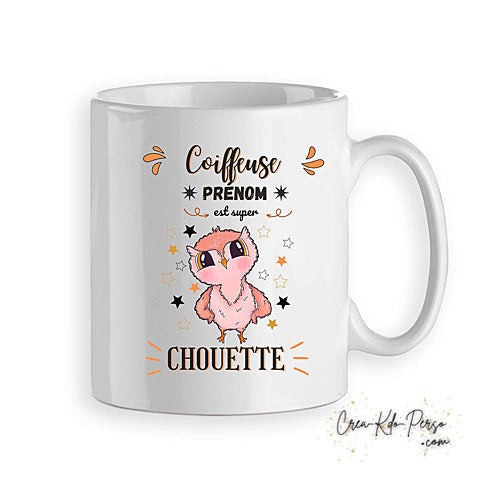 Mug cadeau Coiffeuse super chouette personnalisé
