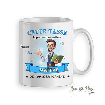 Mug cadeau Maitresse Maître meilleur de la planète personnalisé