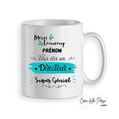 Mug merci Directeur Directrice trop génial personnalisé