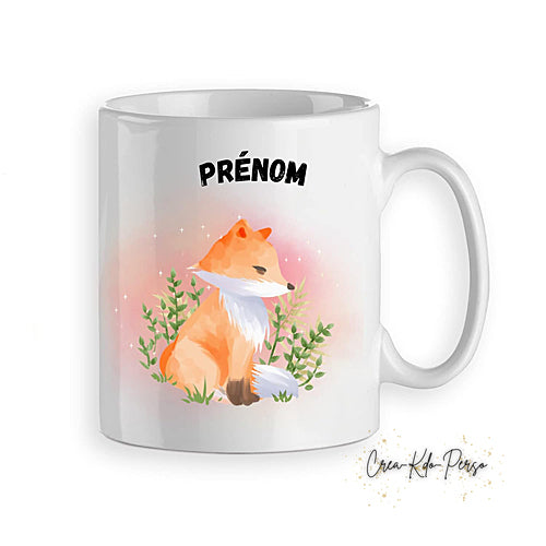 Mug Renard mignon aquarelle personnalisé