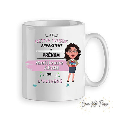 Mug cadeau AESH meilleur de l'univers personnalisé