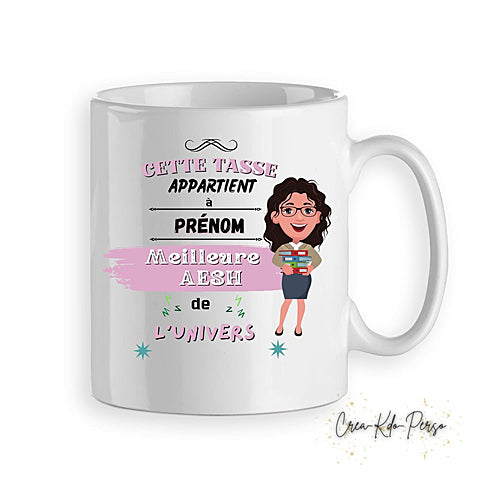 Mug cadeau AESH meilleur de l'univers personnalisé