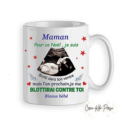 mug cadeau noël future maman  personnalisé échographie
