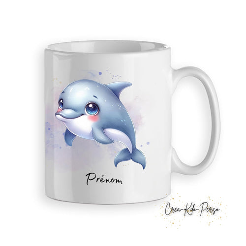 Mug cadeau Dauphin bleu mignon personnalisé