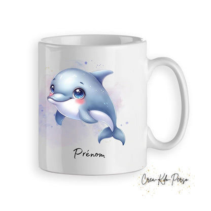 Mug cadeau Dauphin bleu mignon personnalisé