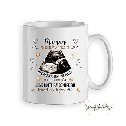 mug cadeau future maman fête des mères noël anniversaire personnalisé échographie