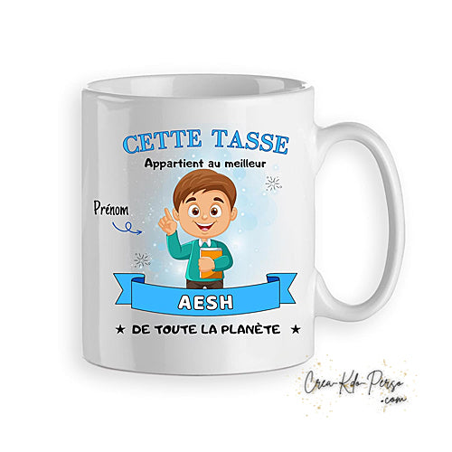 Mug cadeau AESH meilleur de la planète personnalisé