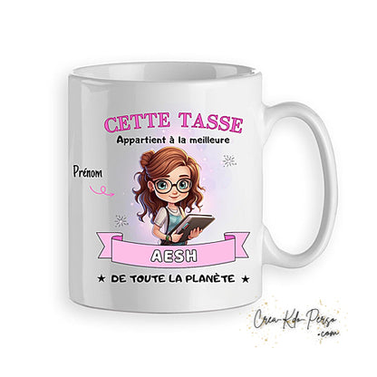 Mug cadeau AESH meilleur de la planète personnalisé