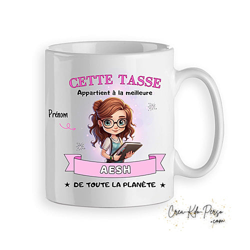 Mug cadeau AESH meilleur de la planète personnalisé