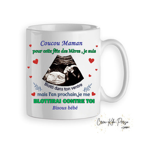 mug cadeau future maman fête des mères personnalisé échographie