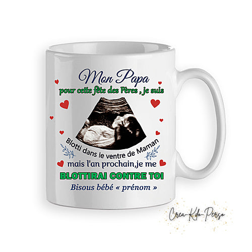 mug cadeau fête des pères personnalisé échographie futur papa