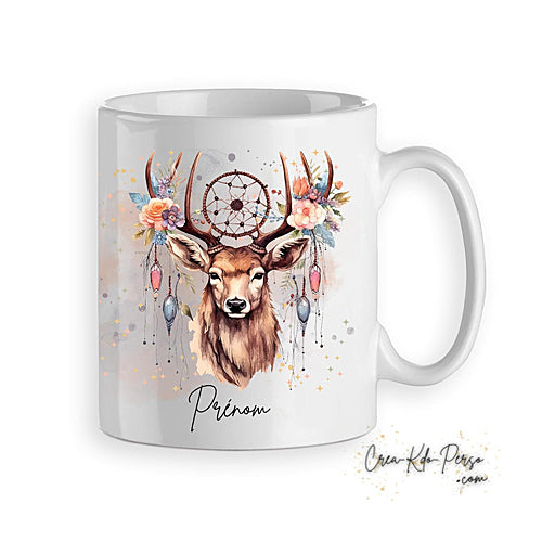 Mug cerf native America animal totem personnalisé