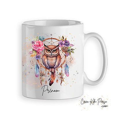 Mug hibou chouette native America animal totem personnalisé