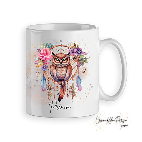 Mug hibou chouette native America animal totem personnalisé