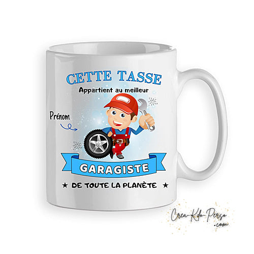 Mug cadeau meilleur Garagiste de la planète personnalisé