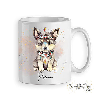 Mug loup native America animal totem personnalisé