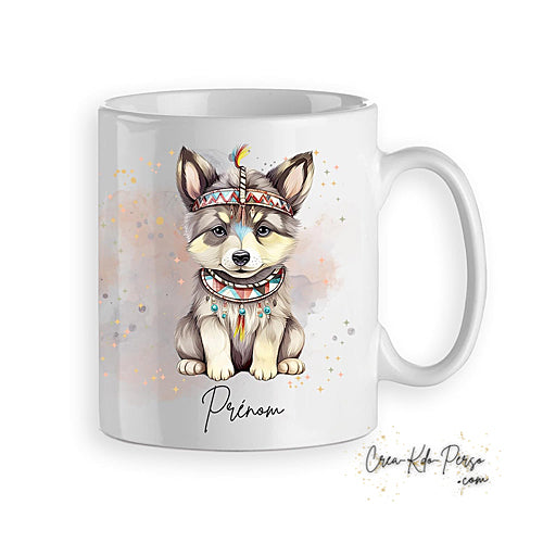 Mug loup native America animal totem personnalisé