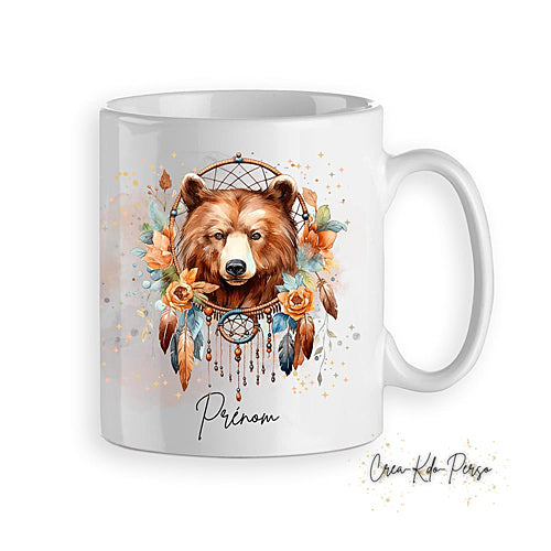 Mug ours native America animal totem personnalisé