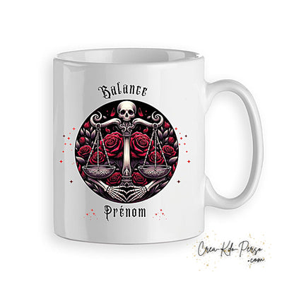 Mug signe astrologique Balance zodiaque gothique horoscope personnalisable
