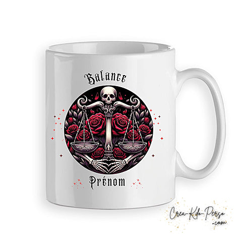 Mug signe astrologique Balance zodiaque gothique horoscope personnalisable