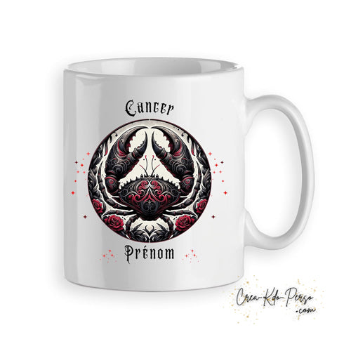 Mug signe astrologique Cancer zodiaque gothique horoscope personnalisable