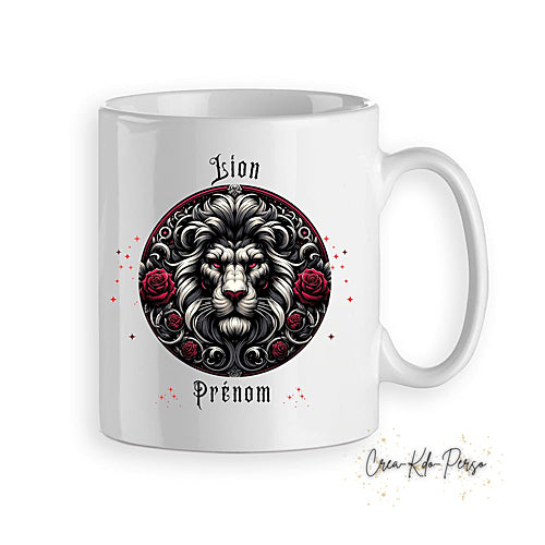 Mug signe astrologique Lion zodiaque gothique horoscope personnalisable