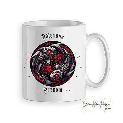 Mug signe astrologique Poissons zodiaque gothique horoscope personnalisable