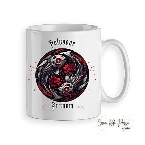 Mug signe astrologique Poissons zodiaque gothique horoscope personnalisable
