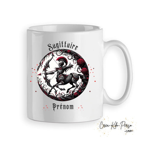 Mug signe astrologique Sagittaire zodiaque gothique horoscope personnalisable