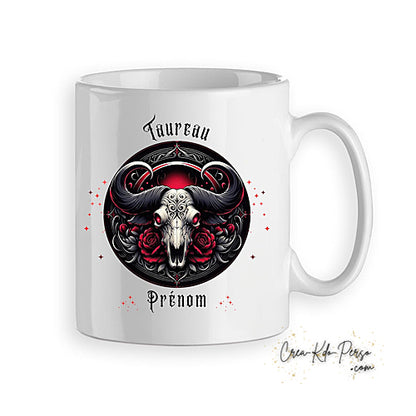 Mug signe astrologique Taureau zodiaque gothique horoscope personnalisable