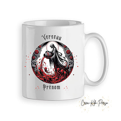 Mug signe astrologique Verseau zodiaque gothique horoscope personnalisable