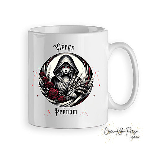 Mug signe astrologique Vierge zodiaque gothique horoscope personnalisable