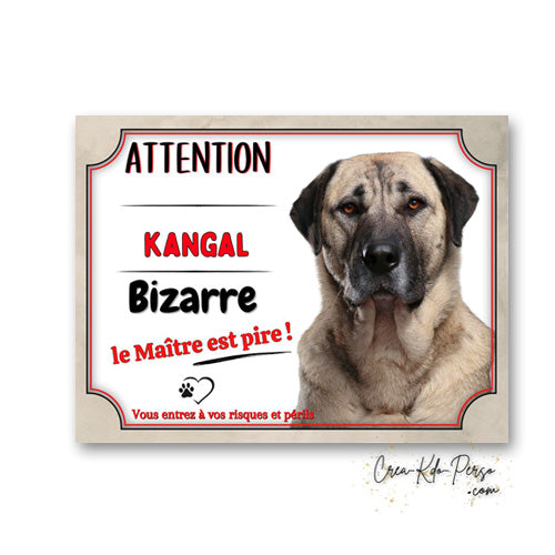 Plaque Kangal bizarre Panneau de portail Attention au chien