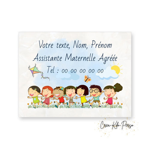 Plaque Assistante maternelle agréée panneau de porte nounou nourrice