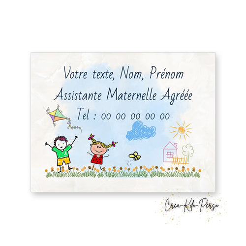 Plaque Assistante maternelle agréée panneau de porte nounou nourrice