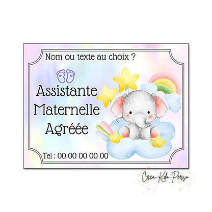 Plaque Assistante maternelle agréée panneau de porte nounou nourrice