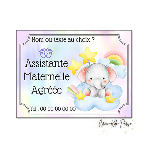 Plaque Assistante maternelle agréée panneau de porte nounou nourrice