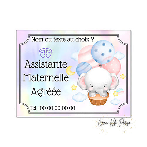 Plaque Assistante maternelle agréée panneau de porte nounou nourrice