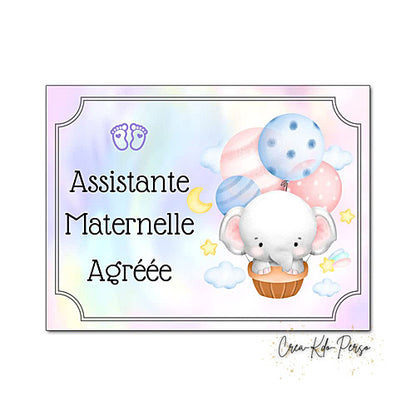 Plaque Assistante maternelle agréée panneau de porte nounou nourrice
