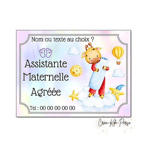 Plaque Assistante maternelle agréée panneau de porte nounou nourrice